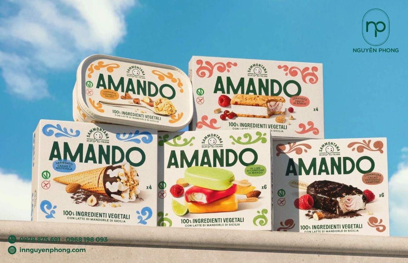 Thiết kế bao bì thực phẩm trên hộp giấy đựng kem